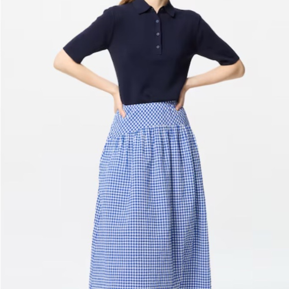 Uniqlo Blue and White Smocked Skirt